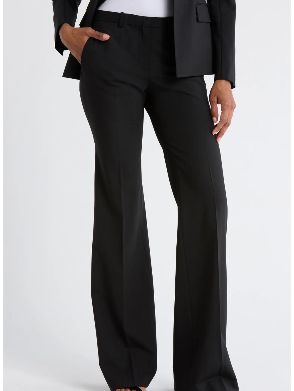 Theory Black Tailored Flare-Leg Trousers